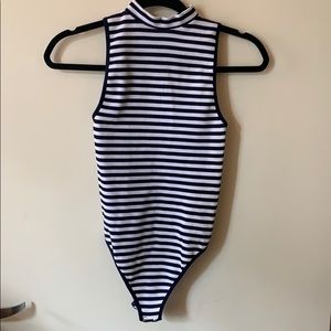 Navy and white striped onepiece